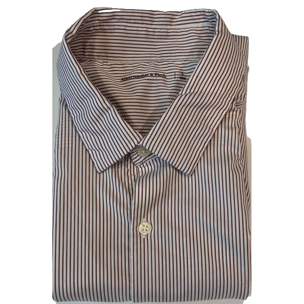 Abercrombie & Fitch Men's Long Sleeve Dress Shirt Large Stretch Purple Stripe - Picture 1 of 6
